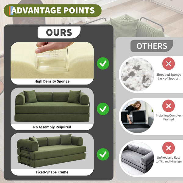 4-in-1 Convertible Sleeper Sofa Bed with Pillows