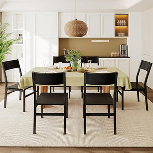 Modern Dining Chairs Set of 6 with Ergonomic Backrest, MDF Seat & Metal Legs