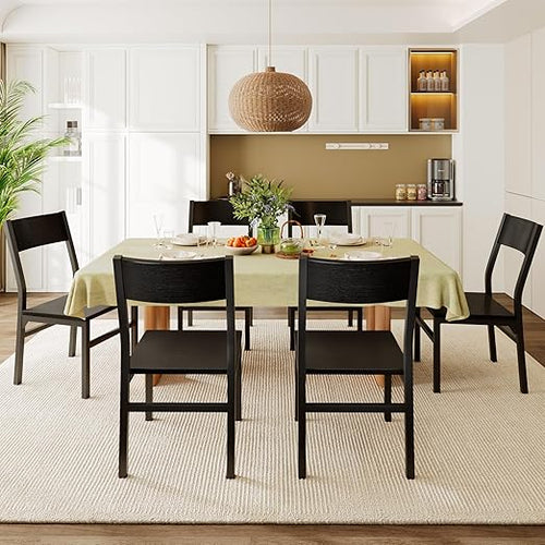 Modern Dining Chairs Set of 6 with Ergonomic Backrest, MDF Seat & Metal Legs