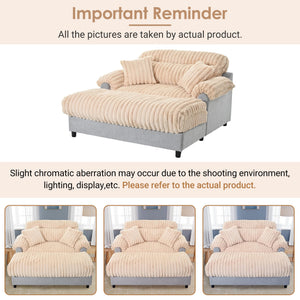 Oversized Chaise Lounge Sofa with Throw Pillows