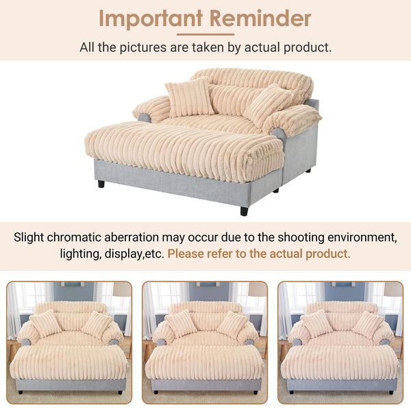 Oversized Chaise Lounge Sofa with Throw Pillows