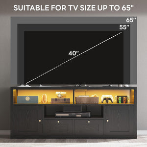 57" Modern TV Stand with LED Lights & Charging Station
