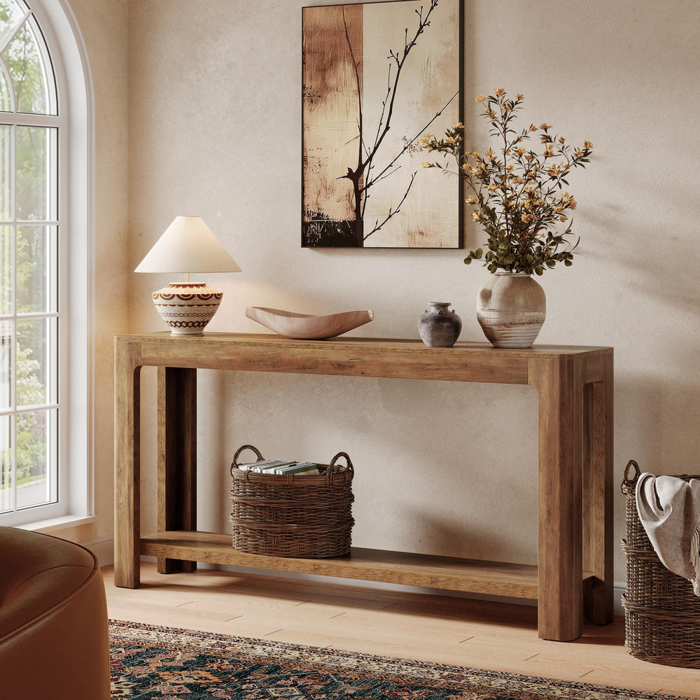 63-Inch 2-Tier Farmhouse Console Table
