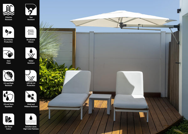 9FT Hexagon Wall Mount Patio Umbrella with Gas-Assisted Opening