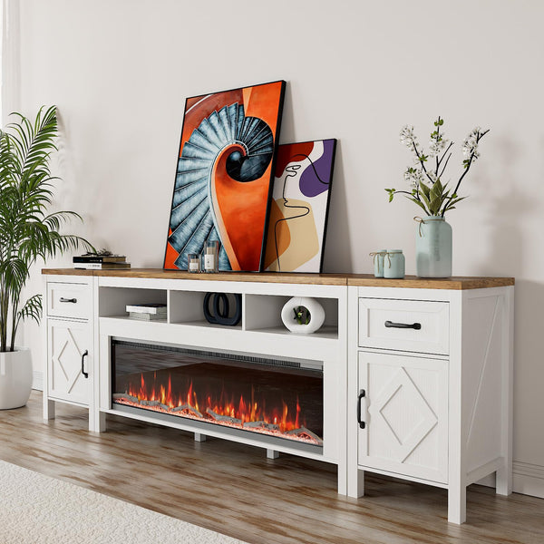Fireplace TV Stand with 50" Electric Fireplace & Storage Cabinets