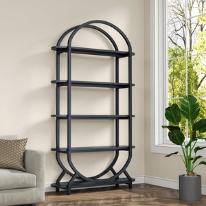 5-Tier Arched Bookshelf with Metal Frame