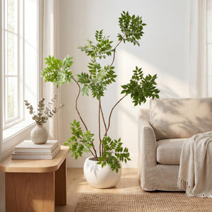 6 ft Artificial Sumac Tree with Pot – Indoor Faux Floor Plant