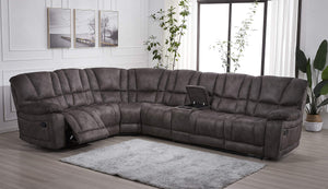 Grey Microfiber Reclining Sectional Sofa – L-Shaped, 5-Seat