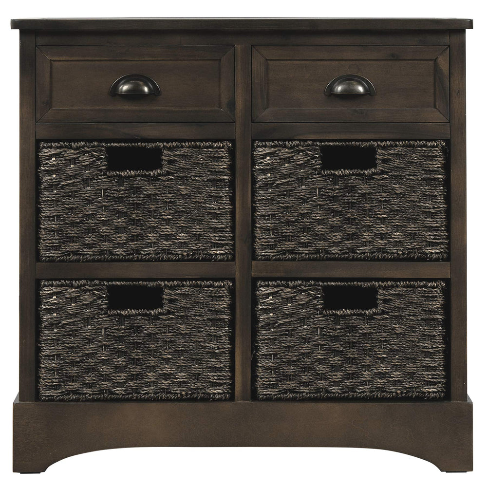 Farmhouse Storage Cabinet with 2 Drawers & 4 Baskets