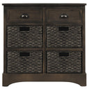 Farmhouse Storage Cabinet with 2 Drawers & 4 Baskets
