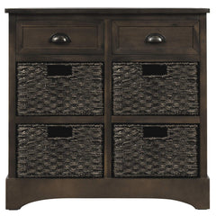 Farmhouse Storage Cabinet with 2 Drawers & 4 Baskets