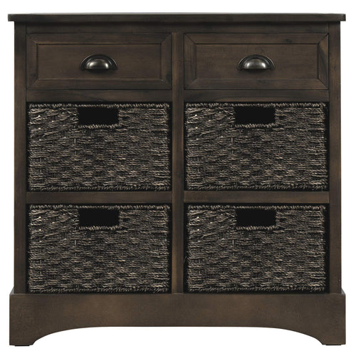 Farmhouse Storage Cabinet with 2 Drawers & 4 Baskets