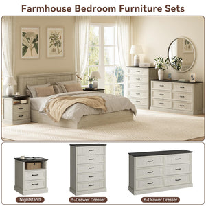Farmhouse Dresser & Nightstand Set – 4 Piece Bedroom Set