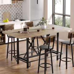 63-Inch Industrial Counter Height Bar Table with Metal Footrest