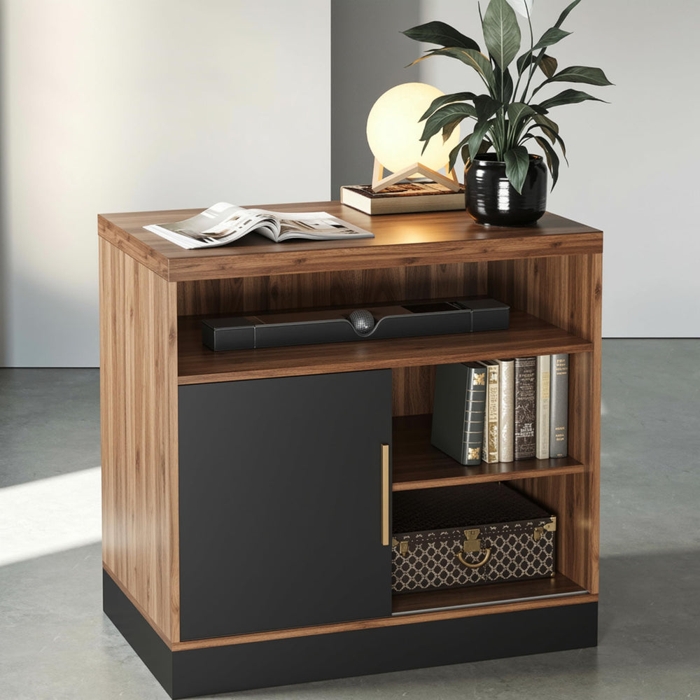 Sliding Door Storage Cabinet with Adjustable Shelves