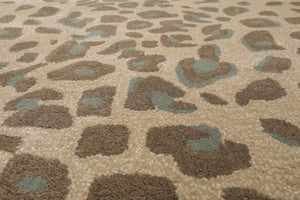 Hand-Tufted Leopard Print Wool Area Rug – Tan & Brown, Multiple Sizes