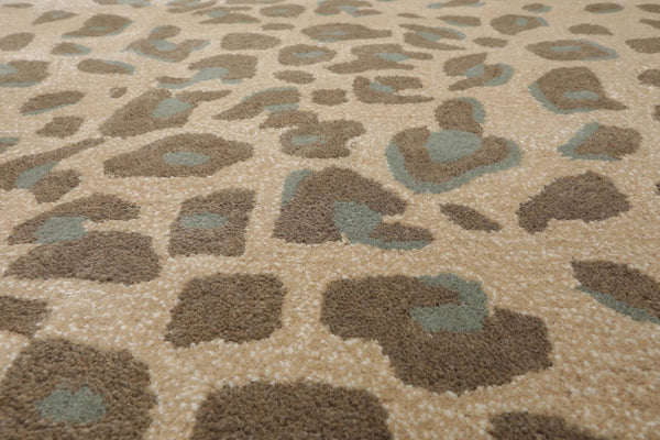 Hand-Tufted Leopard Print Wool Area Rug – Tan & Brown, Multiple Sizes