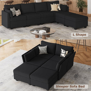 6-Seat Modular Sectional Sofa with Storage & Memory Foam