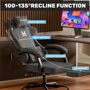 Gaming Chair with Footrest, Lumbar Support & Headrest Massage