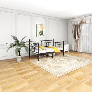 Twin Metal Daybed Frame with Storage & Steel Slats