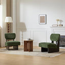 Armless Lounge Accent Chair Set of 2 – Fabric Upholstered, Solid Wood Frame