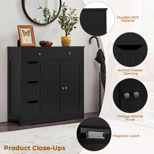 Storage Cabinet with 4 Drawers, 2 Doors & Adjustable Shelves