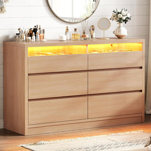 6 Drawer Dresser with LED Lights & Hidden Handles