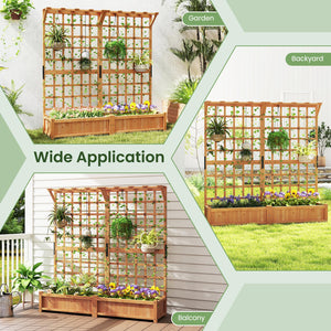 72-Inch Raised Garden Bed with Trellis, Hanging Roof & Lattice Panel