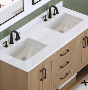 55" Double Bathroom Vanity with Ceramic Sinks