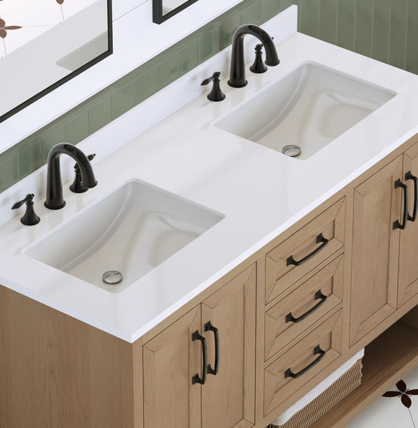 55" Double Bathroom Vanity with Ceramic Sinks