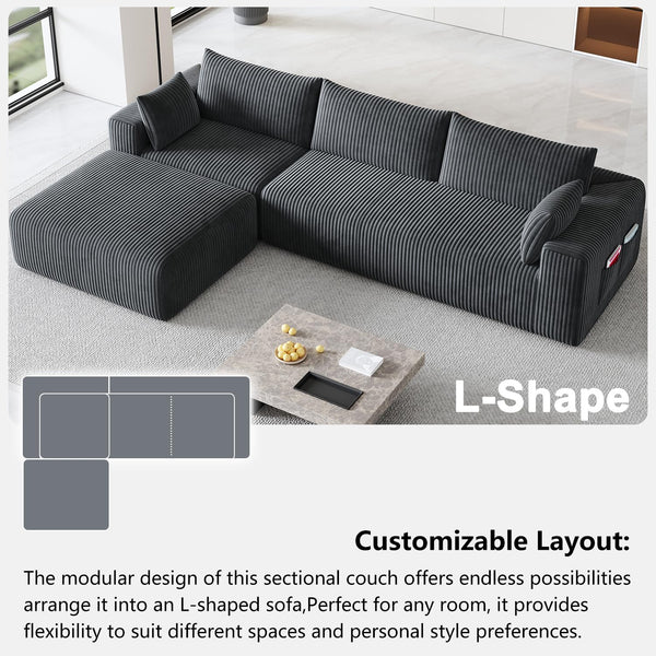 108" Modular L-Shaped Cloud Sectional Sofa with Deep Seat & Chaise