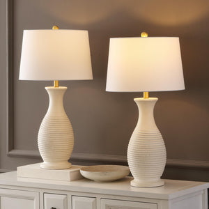 Contemporary Polyresin Table Lamp Set of 2 with LED Bulbs – 30 Inch