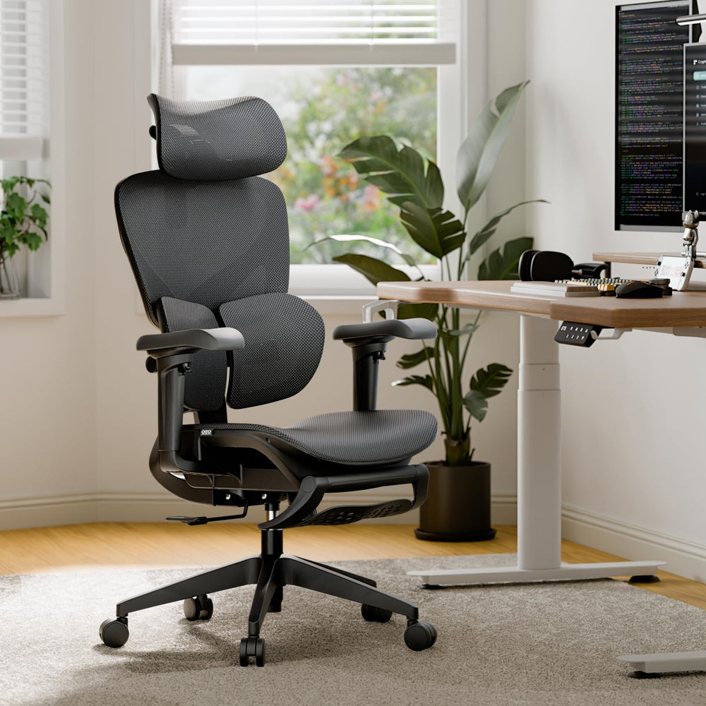 Ergonomic Mesh Office Chair with Lumbar Support & Footrest