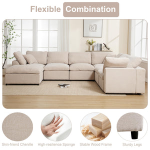 U-Shaped Modular Sectional Sofa with Ottoman – 7 Seat