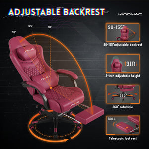 Ergonomic Gaming Chair with Retractable Footrest