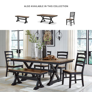 Farmhouse Dining Extension Table – Dark Brown & Black