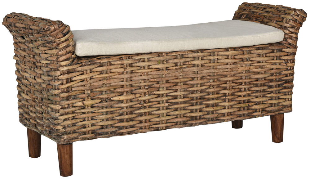 Handwoven Accent Bench – Mango Wood & Kretes Fiber