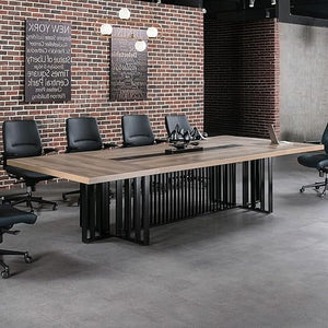 12ft Large Conference Table with 2" Thick Top & Metal Grid Base