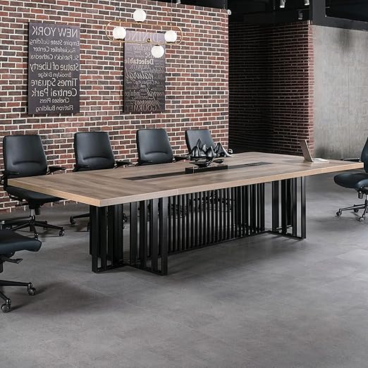 12ft Large Conference Table with 2" Thick Top & Metal Grid Base