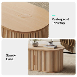 Lift Top Coffee Table with Tambour Door & Storage