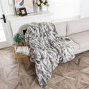Real Rabbit Fur Throw Blanket 47x71 Inches Suede Backing