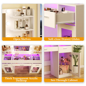 LED Makeup Vanity Desk with Mirror, Lights & Storage