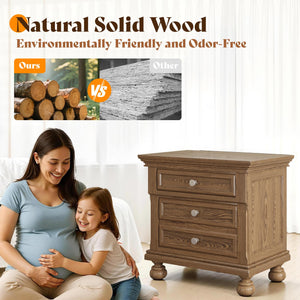 Solid Wood 3-Piece King Bedroom Set with Nightstands