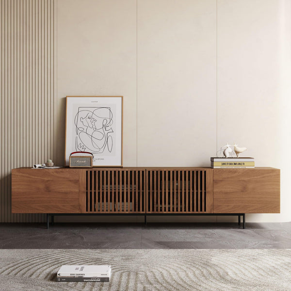 Mid-Century Modern TV Stand with Storage – Fits TVs Up to 80 Inches