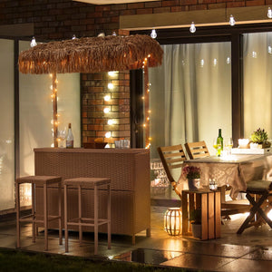 3-Piece Outdoor Tiki Bar Set with Stools & Canopy