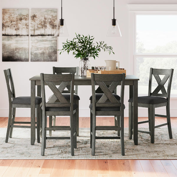7-Piece Counter Height Dining Set with Upholstered Bar Stools