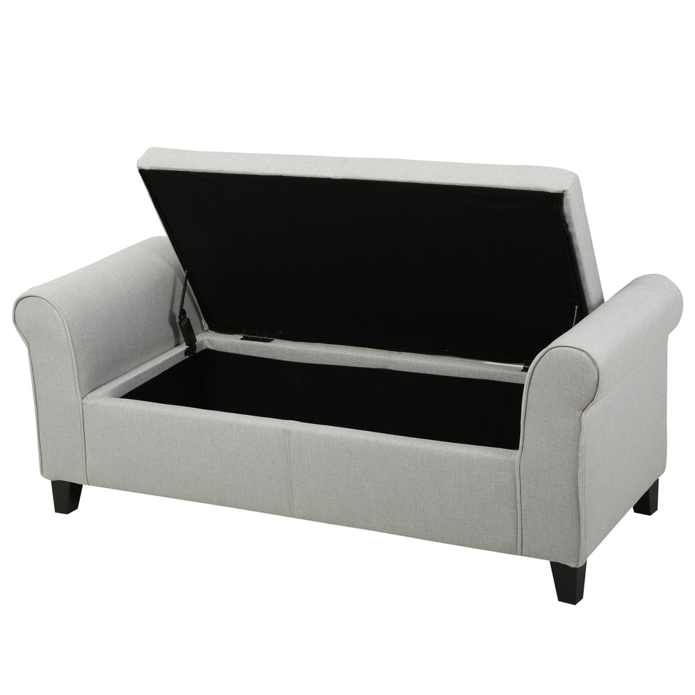 Armed Fabric Storage Ottoman Bench