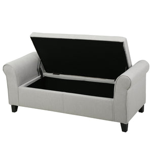 Armed Fabric Storage Ottoman Bench