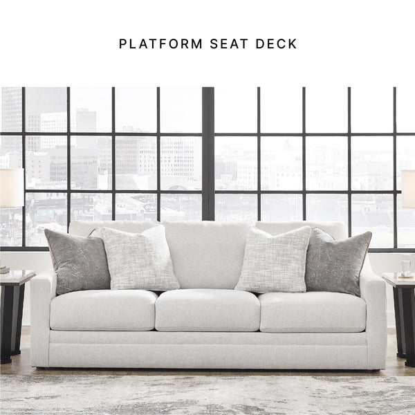 Contemporary Light Gray Sofa with Accent Pillows