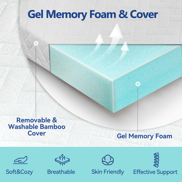 3-Inch Gel Memory Foam Mattress Topper with Bamboo Cover